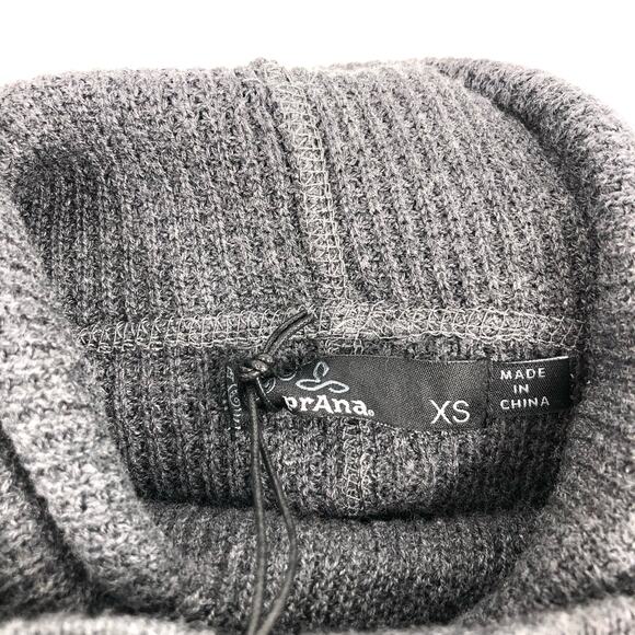 prAna Womens Milani Sweater Dress XS Charcoal Grey LS Waffle Knit Funnel NWT - Picture 10 of 12